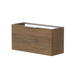 Lira baderomsmøbel i hassel kombinerer varme toner med et moderne uttrykk.