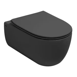Olympia Vittoria Vegghengt Toalett m/Sete - Sort Matt