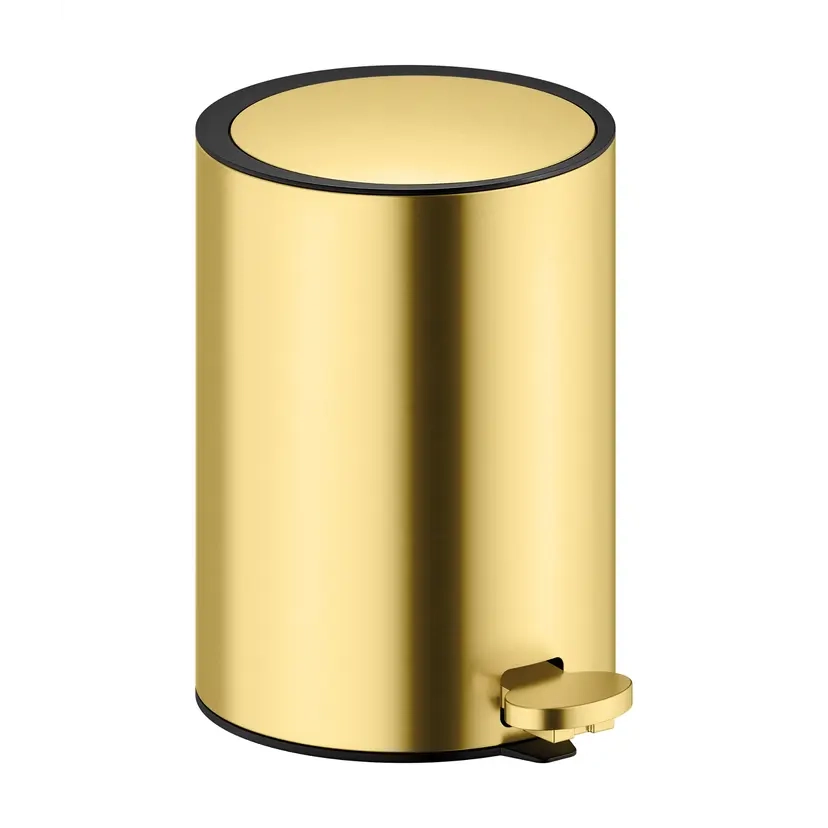 Zen pedalbøtte til bad i børstet messing med lydløs lukking og uttakbar innerbøtte.