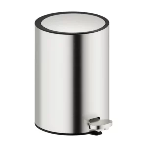 Zen pedalbøtte til bad i børstet stål med myk og lydløs lukking.