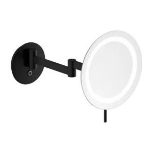 Zen sminkespeil med lys i sort matt.