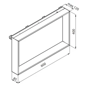 Novellini dusjhylle med kroker på dusjvegg tegning